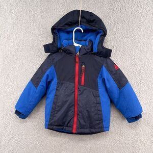 Snozu Toddler Boys Winter Jacket Coat Blue Gray Hooded Fleece Lined 3T
